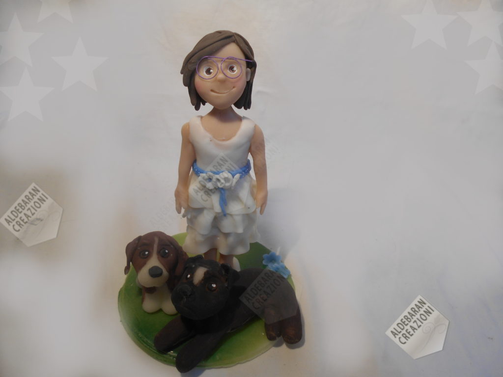 caketopper comunione bimba 2cani