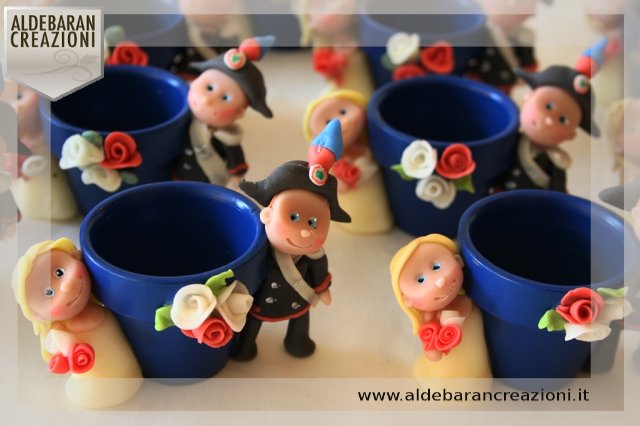BOMBONIERE MATRIMONIO # di BARBARA VENTURA 5 vasetti 4cm blu carabiniere